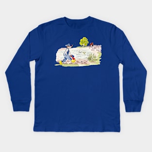 Adventures of a Child playing on the farm. Kids Long Sleeve T-Shirt